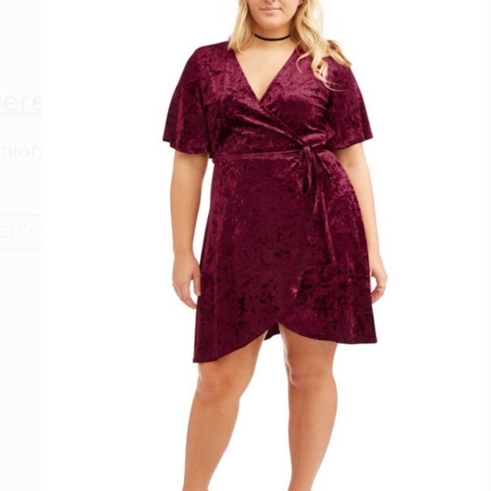 Red Velvet Wrap Dress